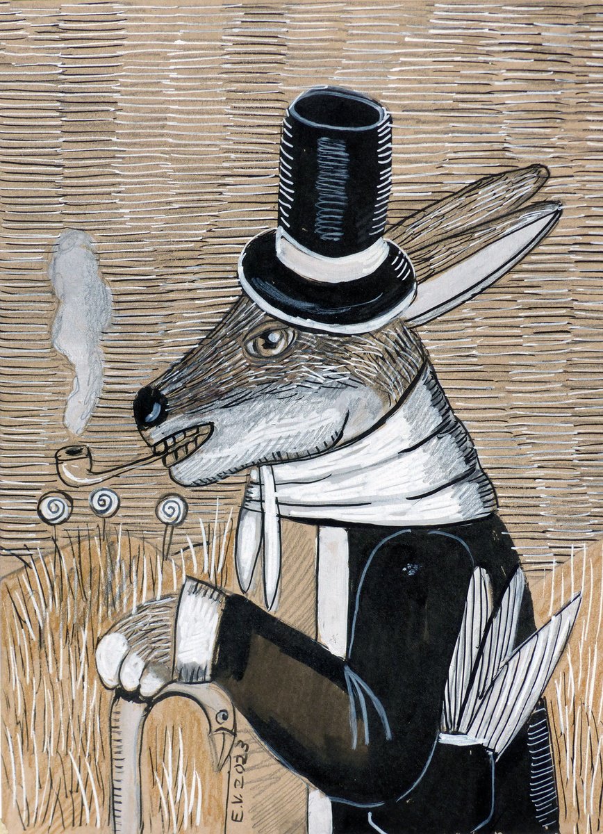 Rabbit on a walk by Elizabeth Vlasova