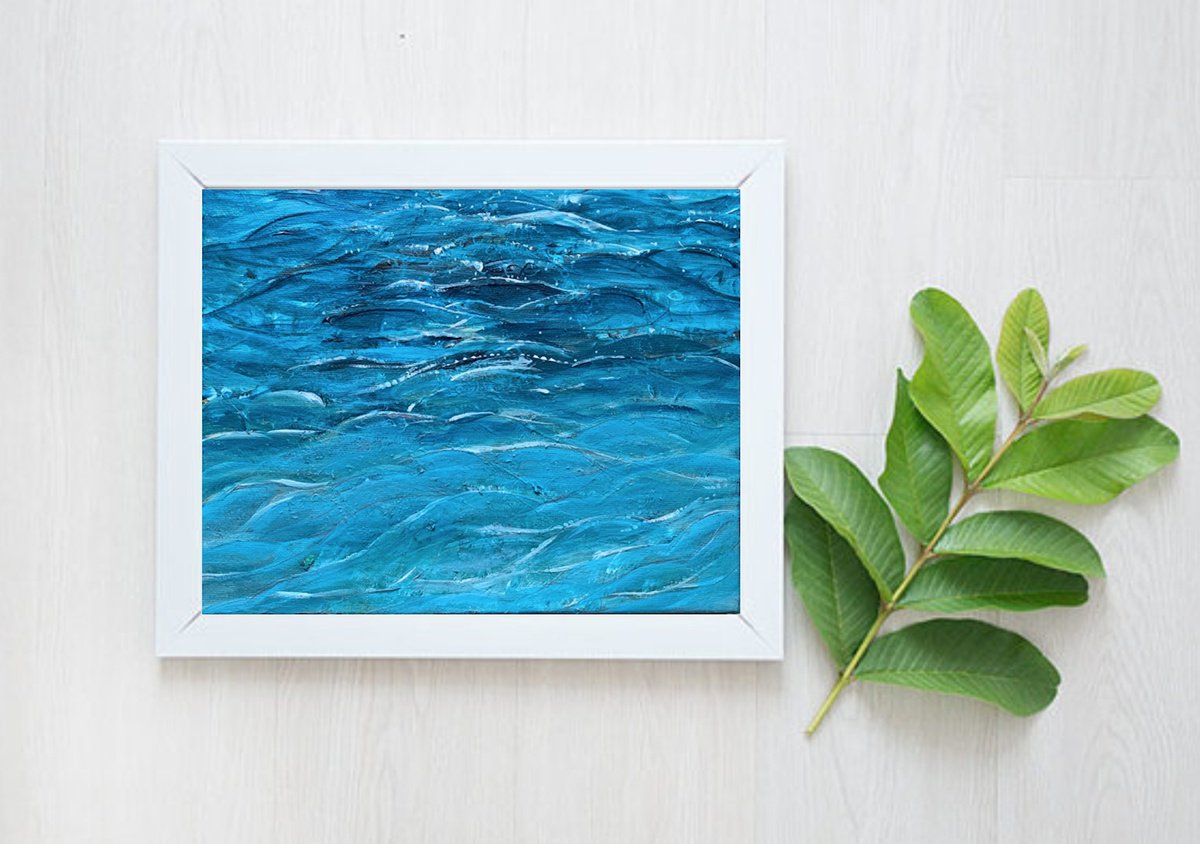 Seascape Water Painting Original Art on Canvas For Home Decor Wall Art Gift Ideas by Kumi Muttu