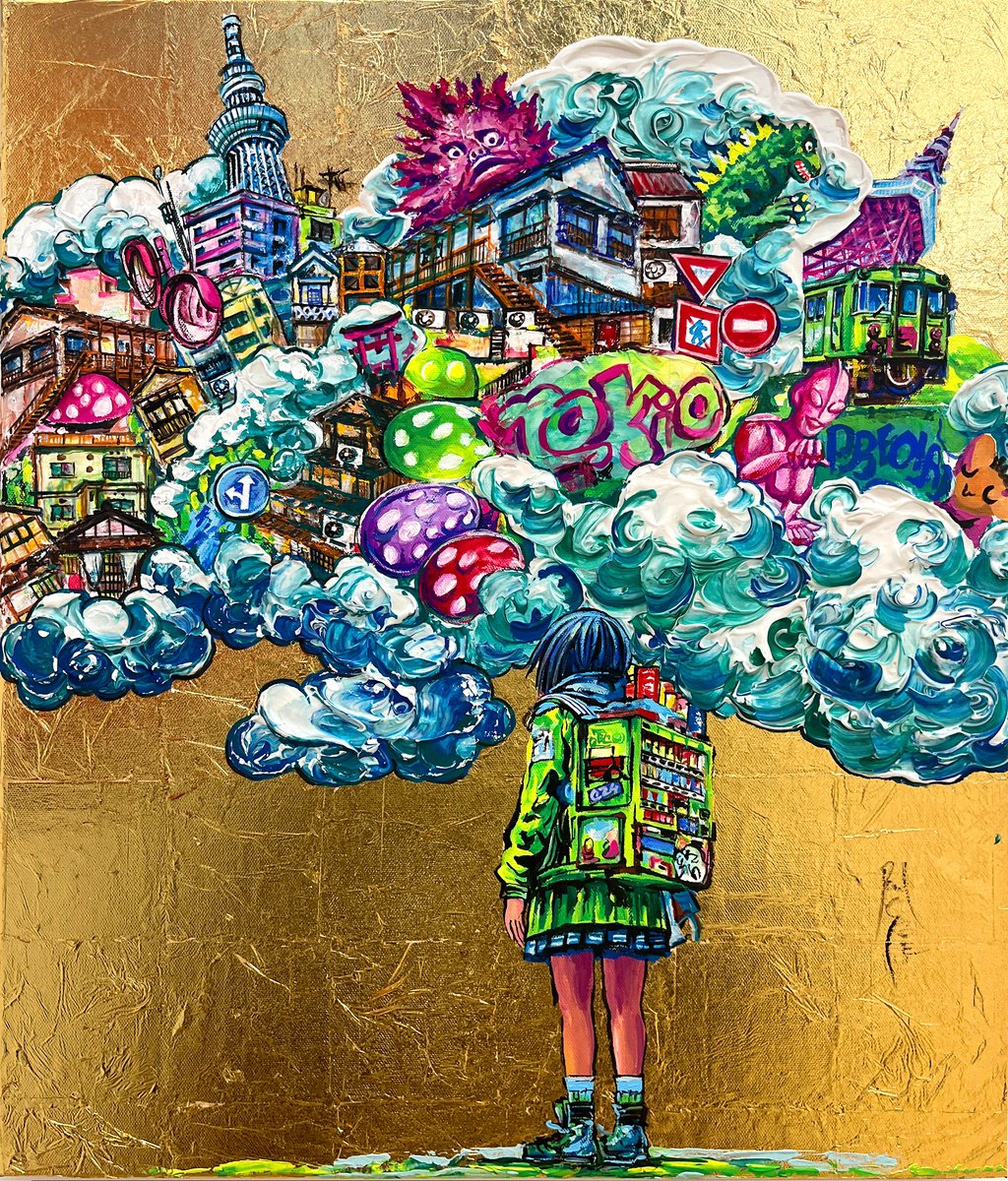 Urban And Pop Cityscapes Acrylic Painting By Pavs, 20 X 24", Tokyo Dream, Original Artwork