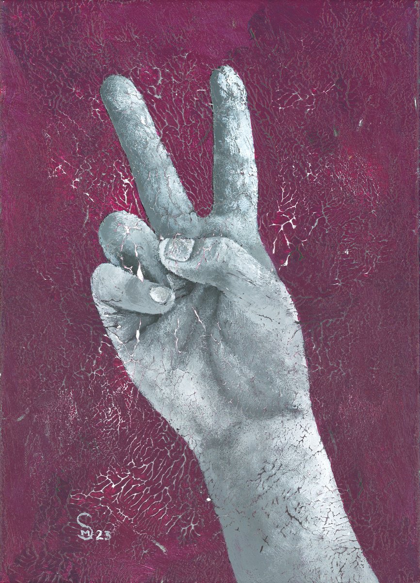 Expressive Portrait Acrylic Painting By Margarita Stepanova, 10 X 14", Victory, Original Artwork