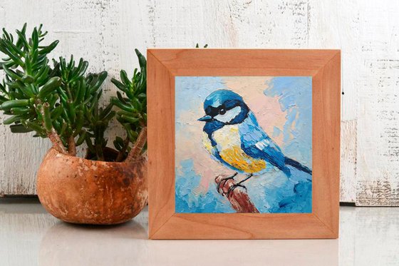 Chickadee Painting Original Art Bird Artwork Mini Wall Art