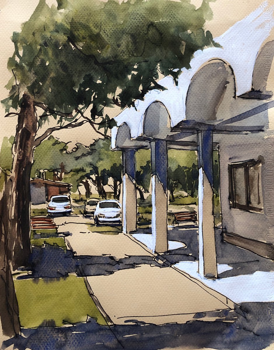 Impressionistic Cityscapes Painting By Olga Beloborodova, 9 X 11", Streets Of Montenegro #3, Original Artwork