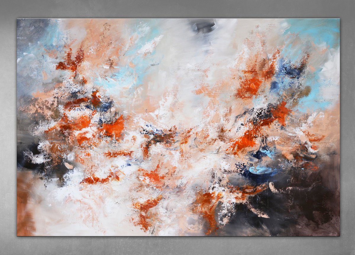 Abstract Acrylic Painting By Andrada Anghel, 60 X 40, Winter Warmth, Original Artwork