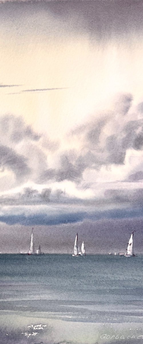 Yachts at sea #22 by Eugenia Gorbacheva