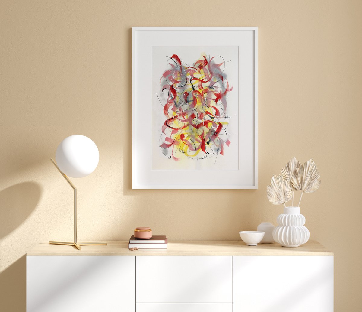 Abstract Painting By Evgenia Makarova, 17 X 23, Abstract Calligraphy N 88, Original Artwork