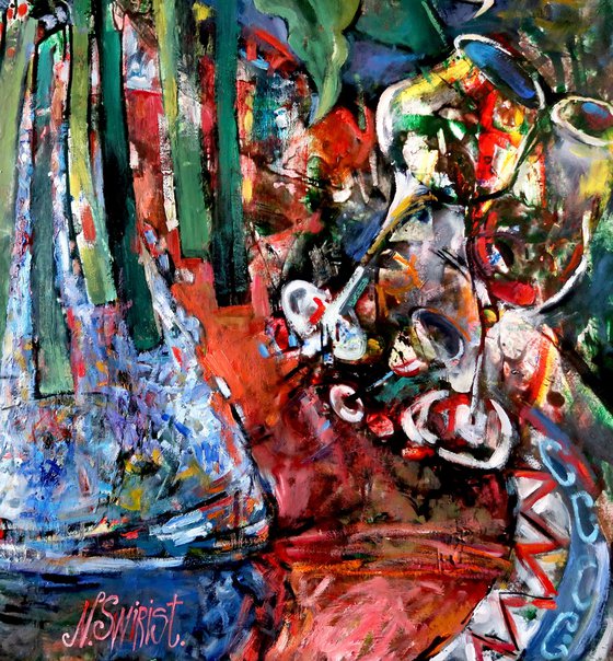 “Calla Lilies and Glasses”