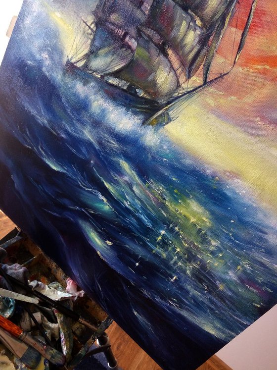 "Ship" Large painting by Artem Grunyka