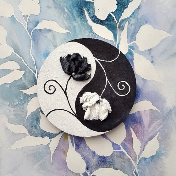 Sculpture floral painting, Yin Yang Harmony symbol