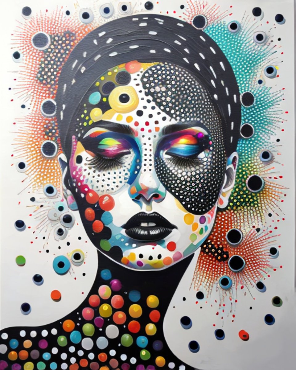 Urban And Pop Portrait Acrylic Painting By Sanja Jancic, 45 X 55", Isabella 6, Original Artwork