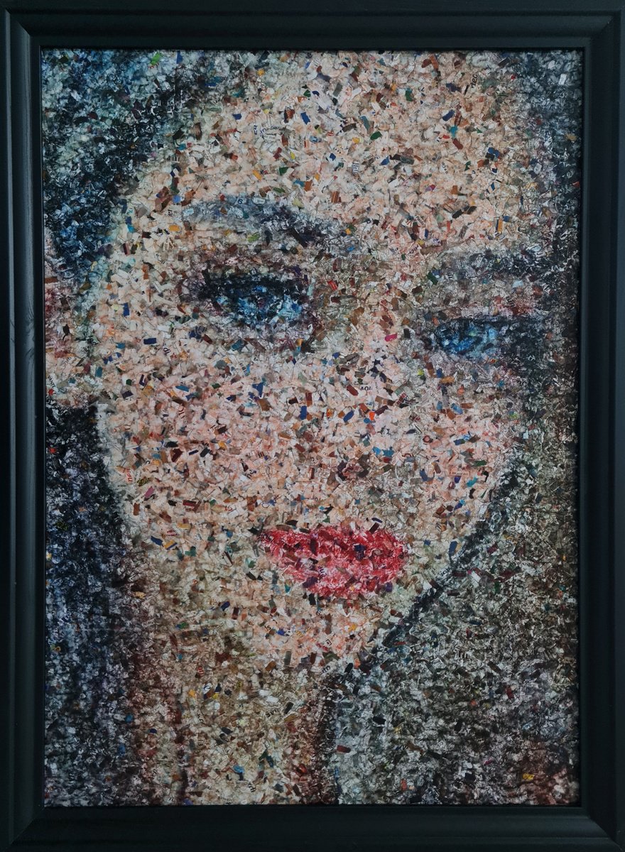 Impressionistic Portrait Collage By Alessio Mazzarulli, 22 X 30, Not Your Doll - 03 (N.663), Original Artwork