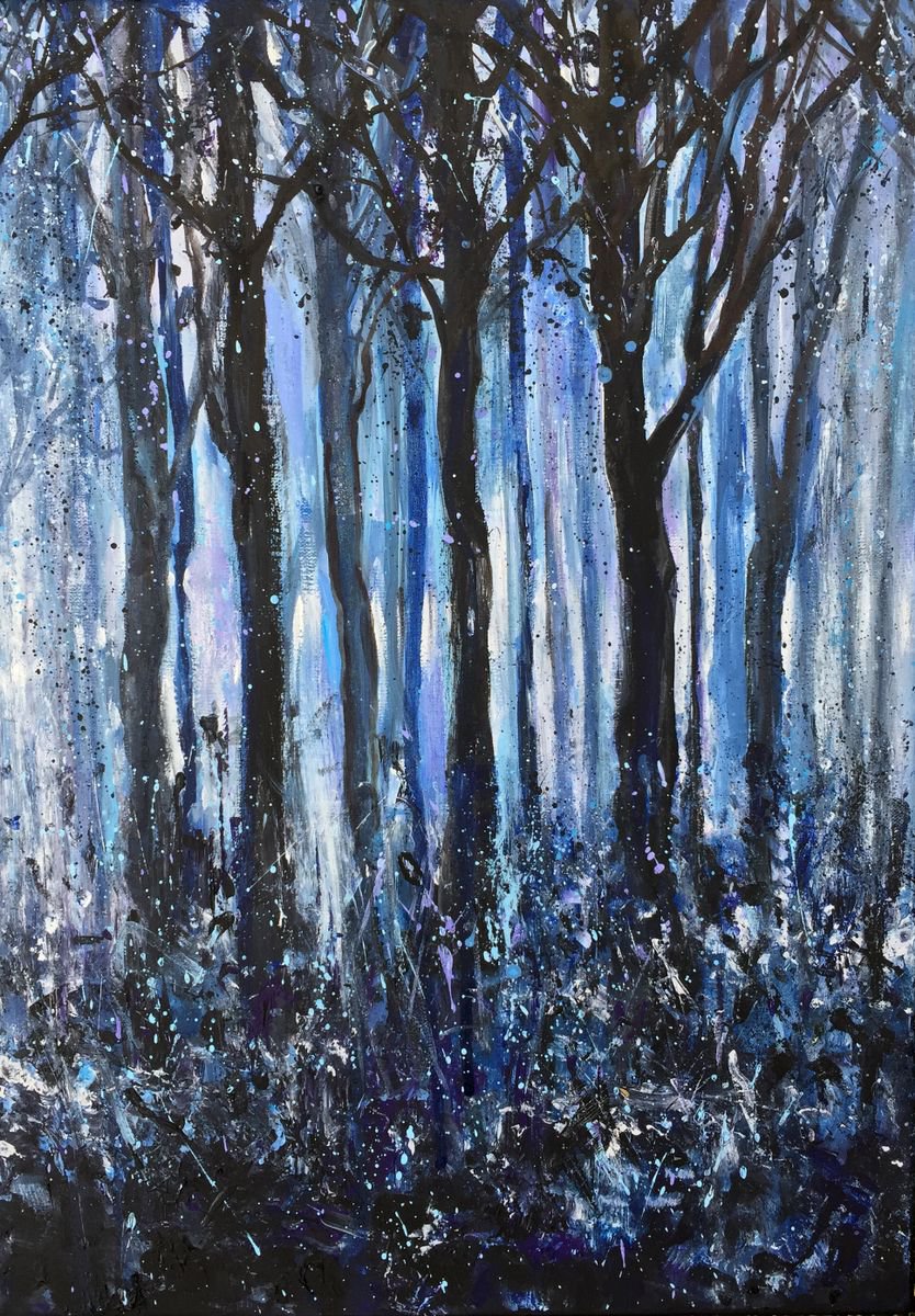 Abstract Landscape Acrylic Painting By Doriana Popa, 10 X 14, Forest, Original Artwork