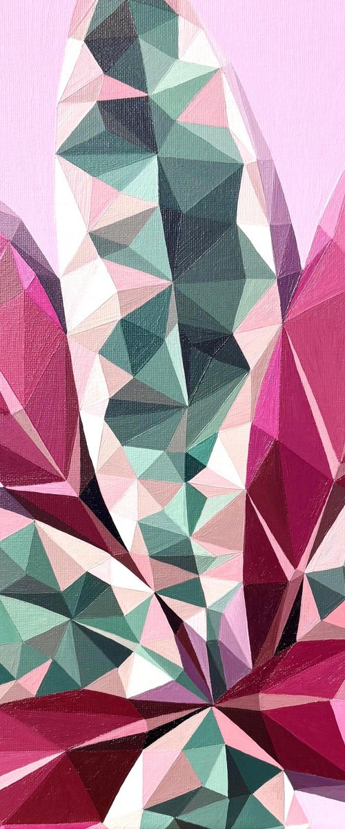 BURGUNDY AND GREEN TROPICAL LEAVES by Maria Tuzhilkina