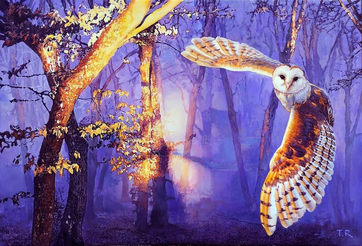 Impressionistic Animal Oil Painting By Tatiana Rezvaya, 47 X 31", Awakening Shadows, Original Artwork