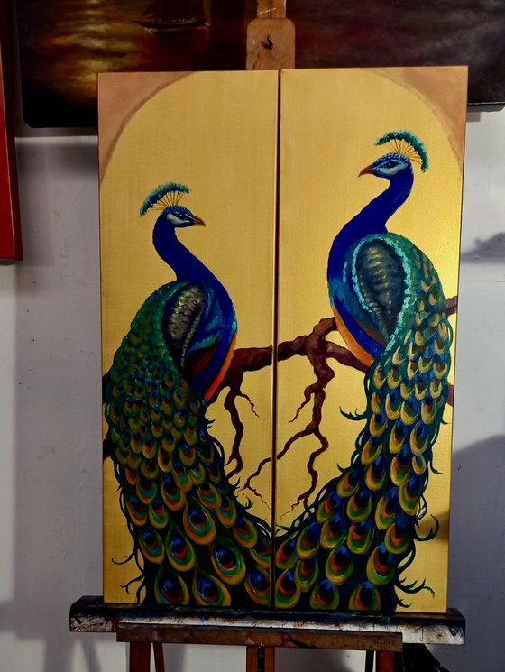 Two Peacocks