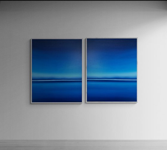 Night lake in Ukraine - Blue abstract
