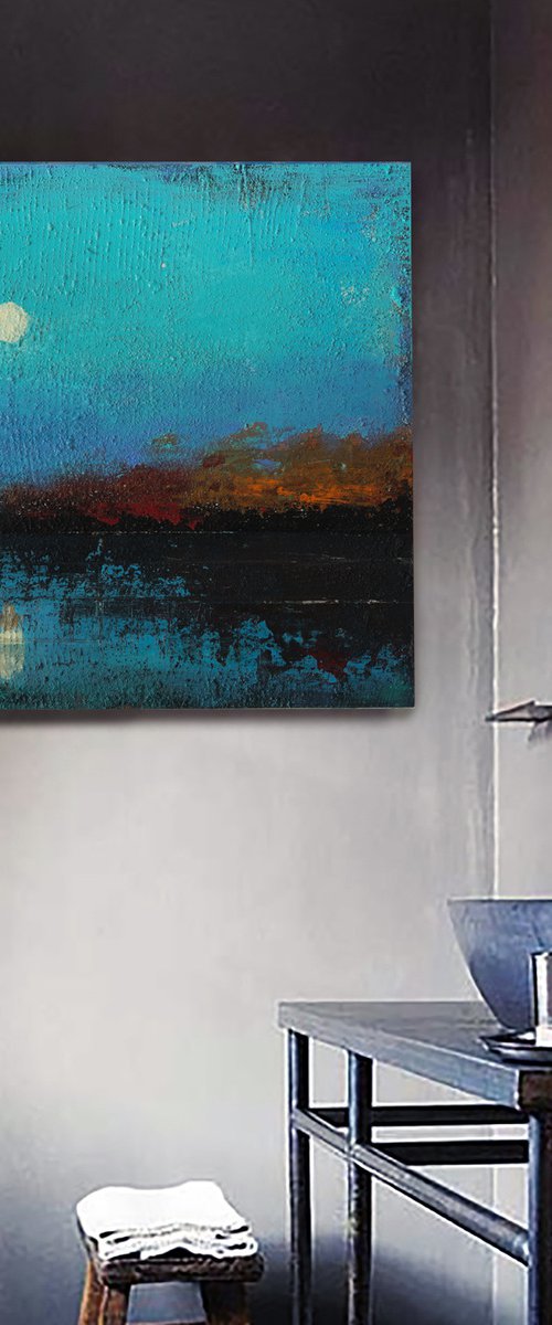 Full Moon 12x12" Abstract Contemporary by Bo Kravchenko by Bo Kravchenko