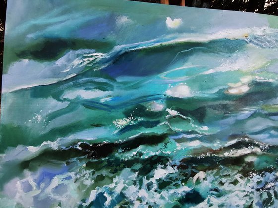 Ocean painting on canvas. Waves art