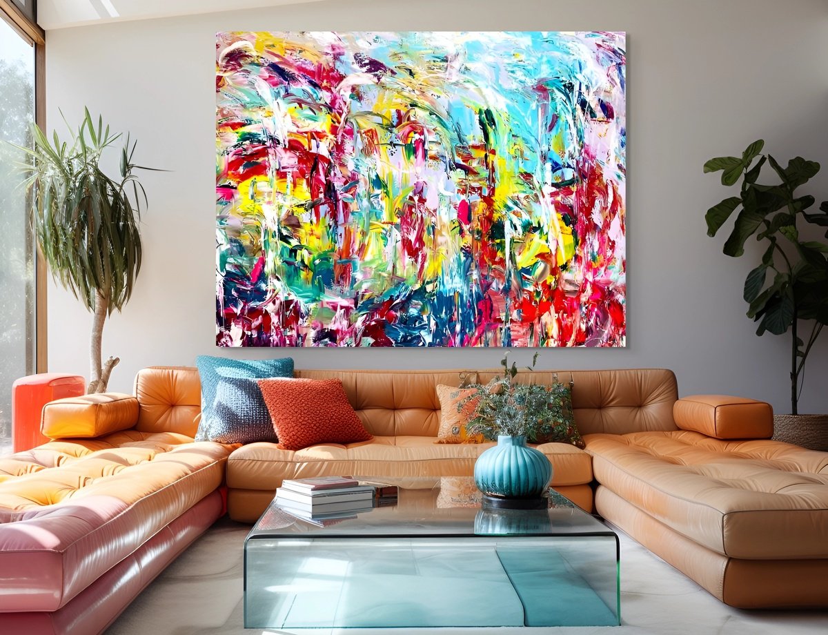 Organic Abstract Acrylic Painting By Estelle Asmodelle, 78 X 60, Koko De Machimasu (I