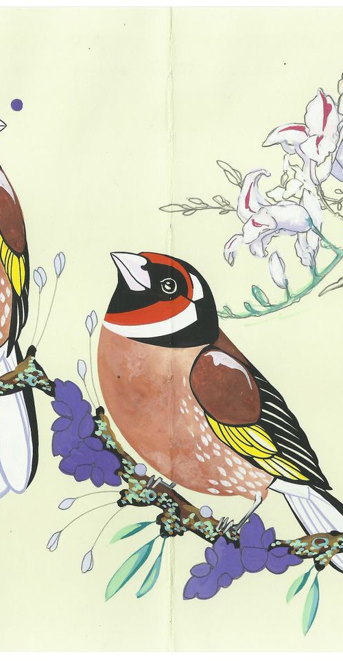 Goldfinch and Flowers by Fran Giffard