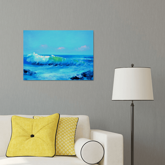 Seascape with transparent wave