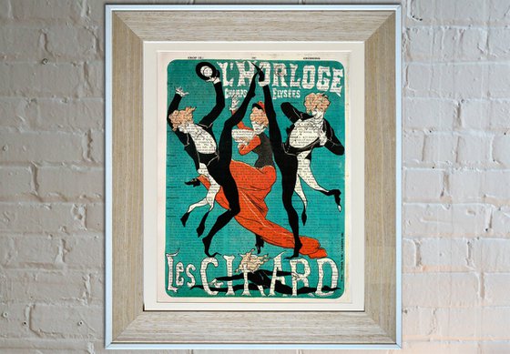 Les Girard - Collage Art Print on Large Real English Dictionary Vintage Book Page