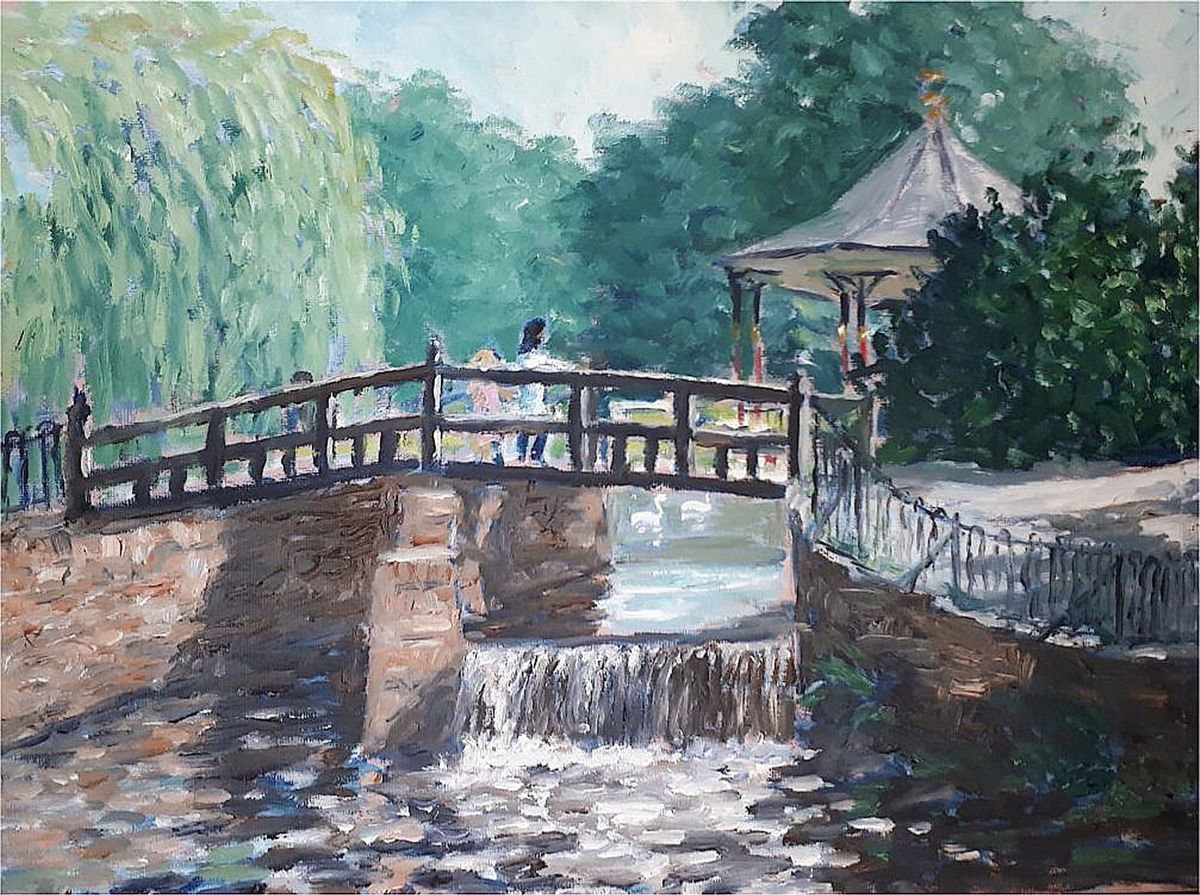 Landscape Oil Painting By Colin Ross Jack, 16 X 12, Gheluvelt Park Worcester Iv, Original Artwork