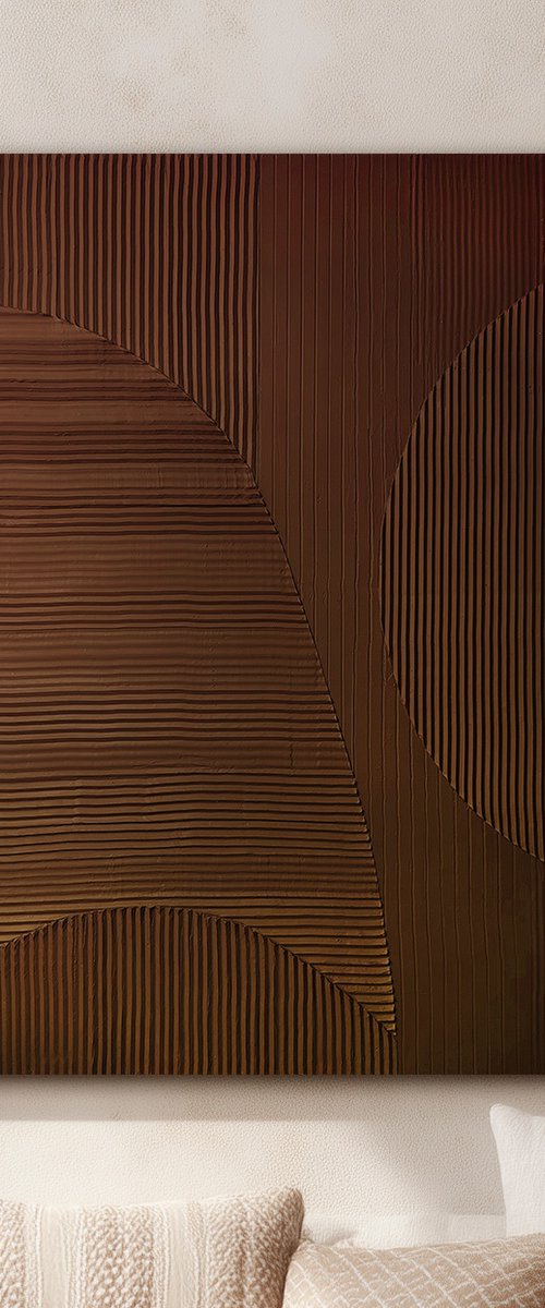 "Brown Field 5" Brown abstract high textured by Alex Zy