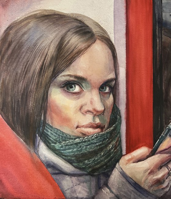 Portrait of a girl in the subway