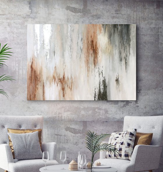 "Instant 2" Abstract gray brown beige art
