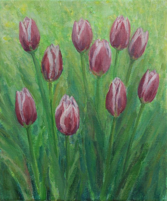Tulips I. 2019, acrylic on canvas, 30 x 25 cm