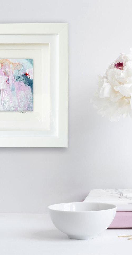 Framed ready to hang mini original abstract #225 by Carolynne Coulson