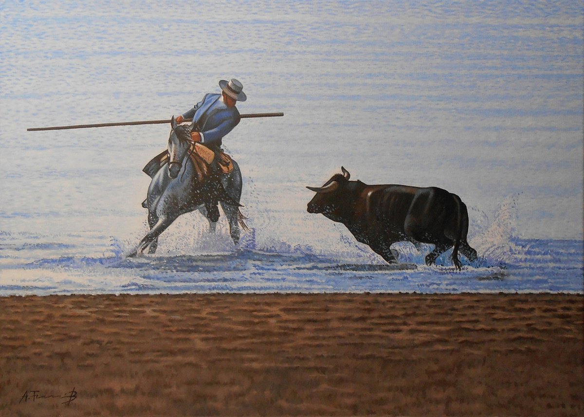 Photorealistic Animal Oil Painting By Alexander Titorenkov, 28 X 20, Toreador, Original Artwork