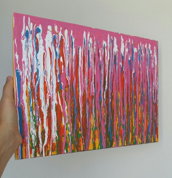 Abstraction Colors of summer, original painting 40×30 cm, FREE SHIPPING