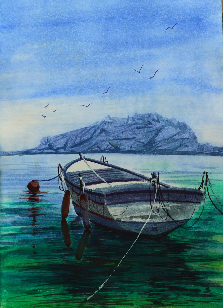 Photorealistic Watercolour , Fishing Boat By Eugene Gorbachenko, 8 X 11, Artwork For Sale On Artfinder