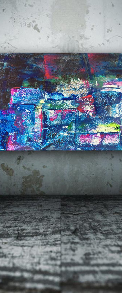 "Scraping By" - FREE USA SHIPPING + Special Price - Original PMS Abstract Acrylic Painting On Canvas - 36" x 24" by Preston M. Smith (PMS)
