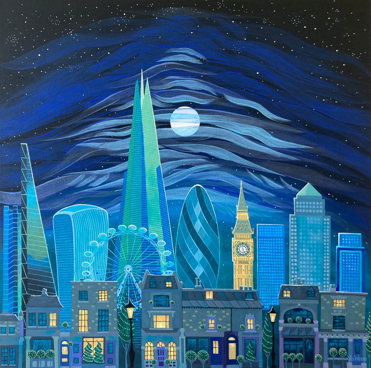 London in Moonlight by Yvonne B Webb