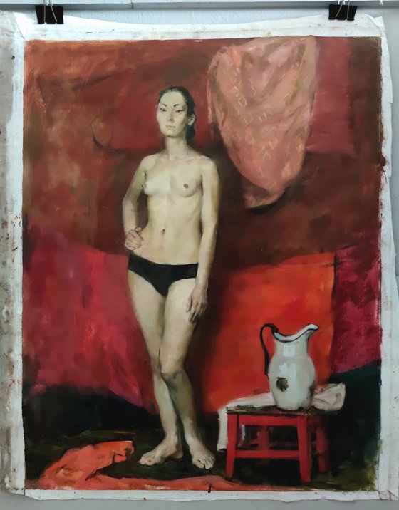 Nude and a bath jug