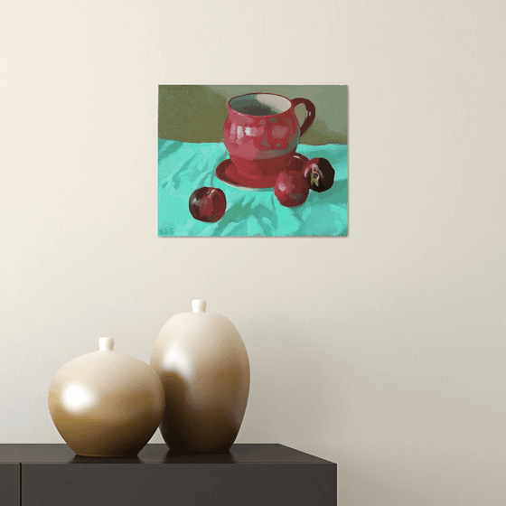 Red Pitcher and Peaches