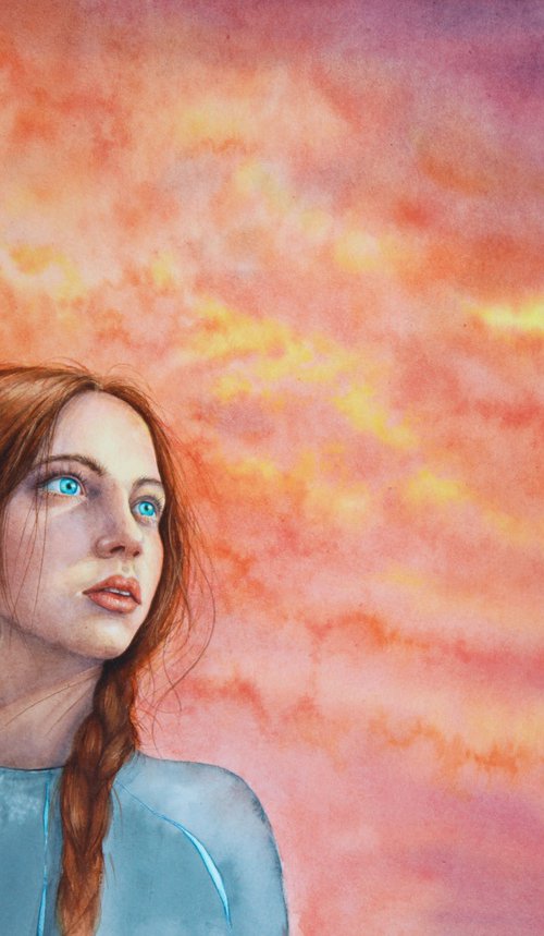 Stranger in an Alien Sky  - Po by Olga Beliaeva Watercolour