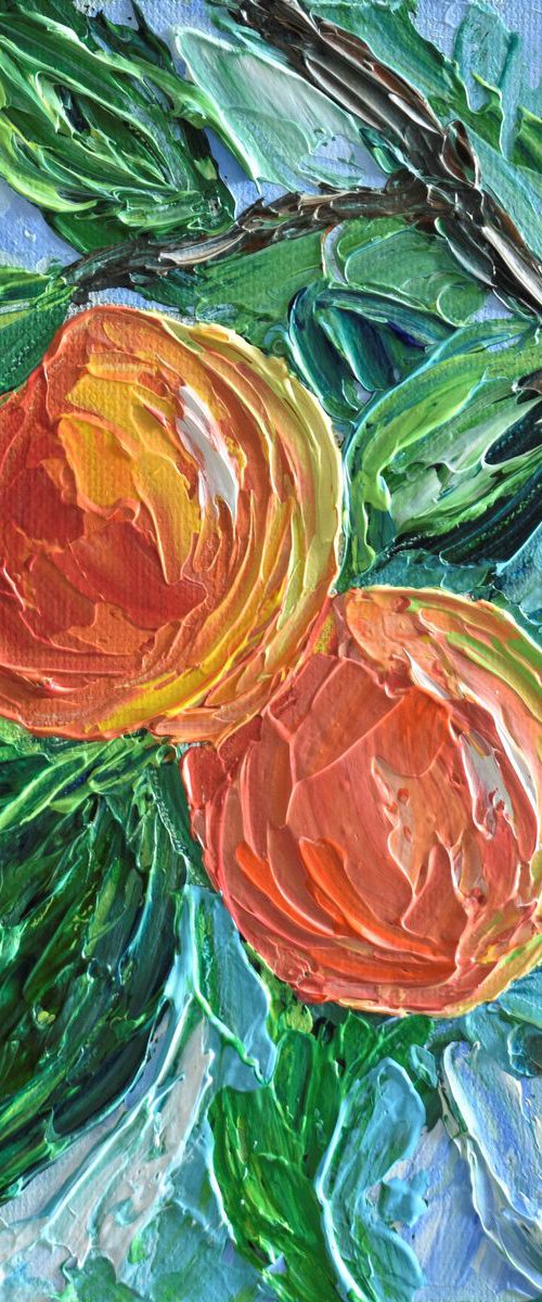 Peaches (20x20x2cm) - Acrylic Original Painting by Olga Tkachyk