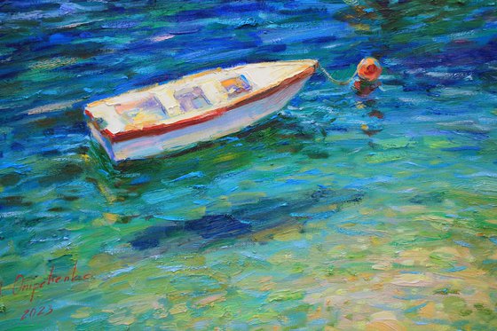 Couple boats at sea water surface