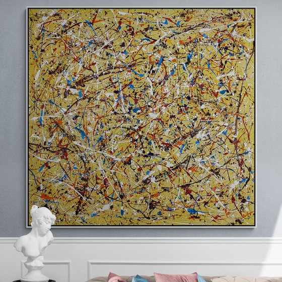 Tempus N-5 - (H)150x(W)156 cm. OIL-BASED ENAMEL on RAW Cotton Canvas
