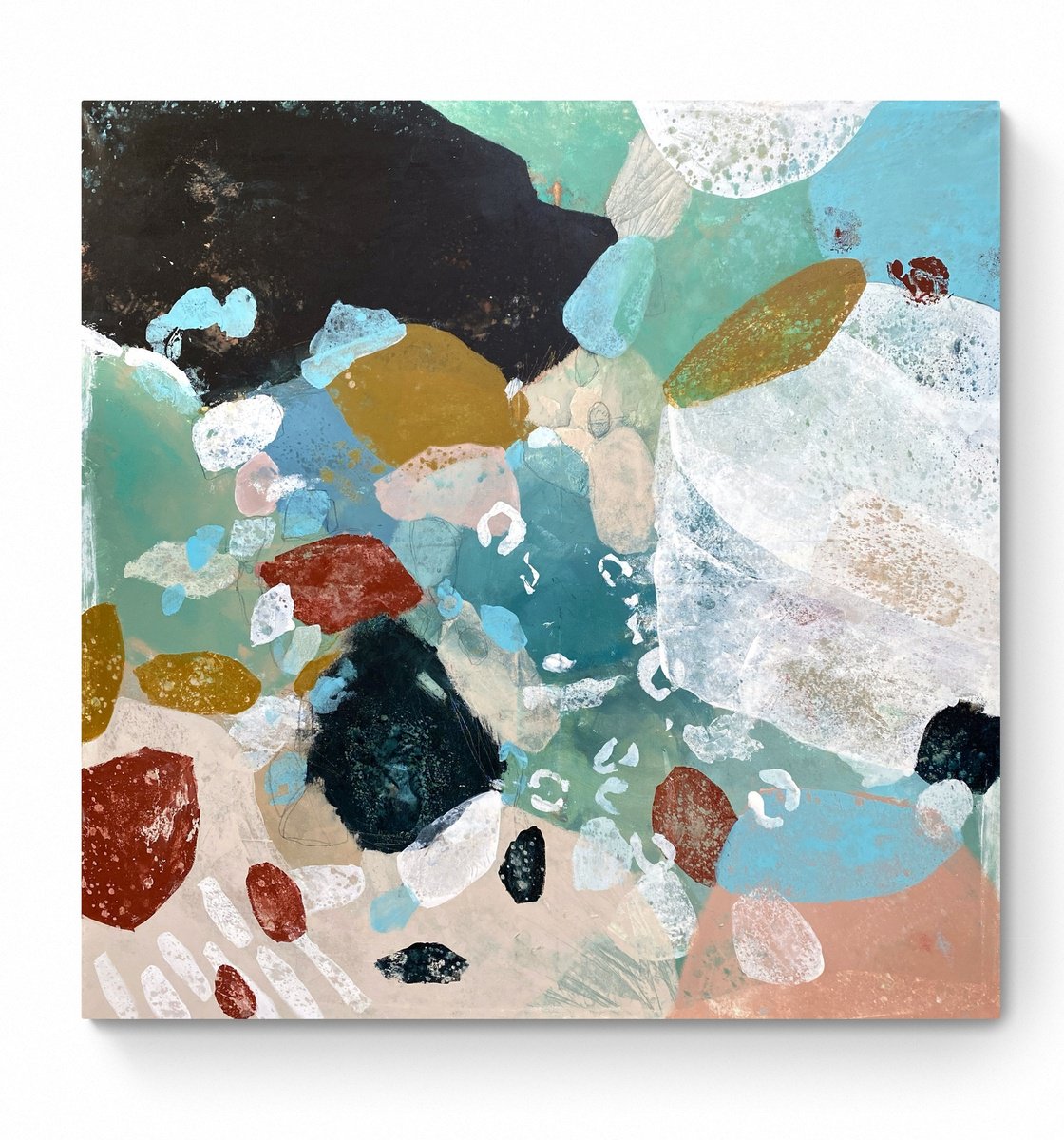 Abstract Painting By Cristina Dalla Valentina, 35 X 35, How Many Fish Are In Your Sea?, Original Artwork