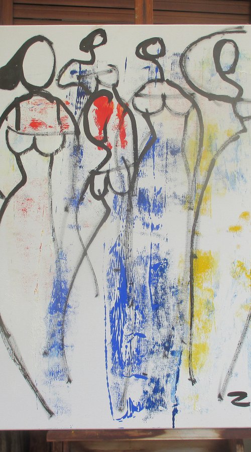 expressive girls in dance 39,3 x 31,4 inch by Sonja Zeltner-Müller