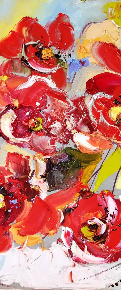 Poppy Flowers Oil Painting by Annet Loginova