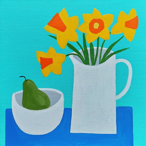 Daffodils in a White Jug