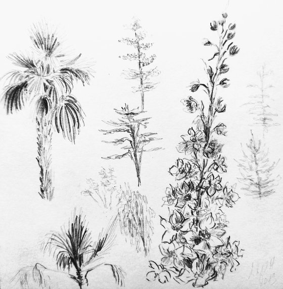 Plein air. Sketch # 9. Original pencil drawing.