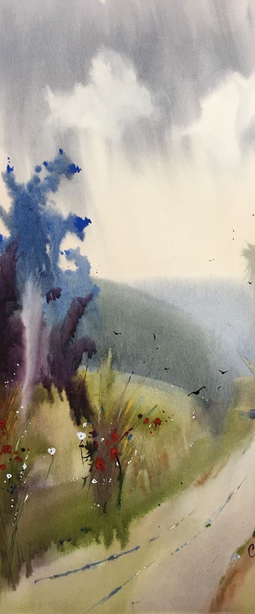 Watercolor “On the way” by Iulia Carchelan