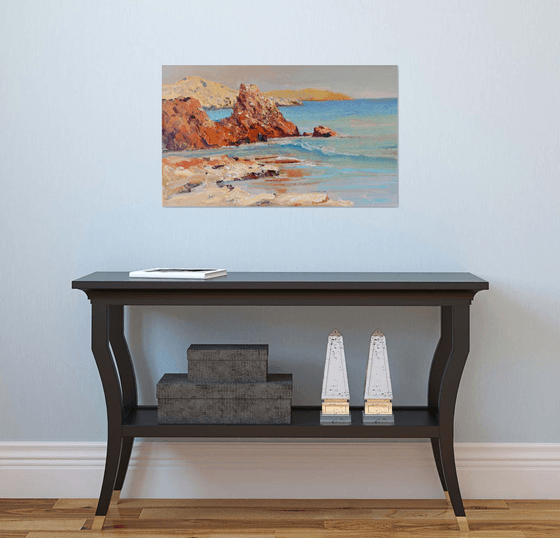 Red Rocks on Pacific Ocean