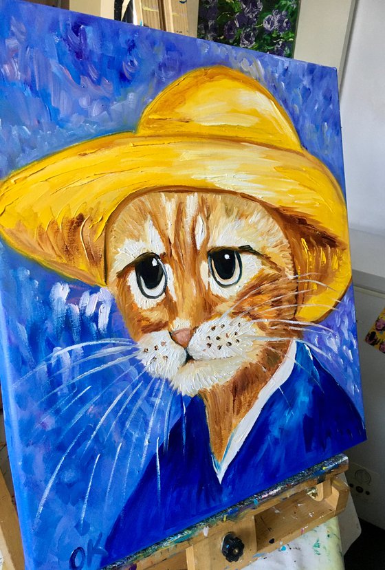 Cute Cat La Vincent Van Gogh ispired by famous self-portrait Present idea  for cat lovers